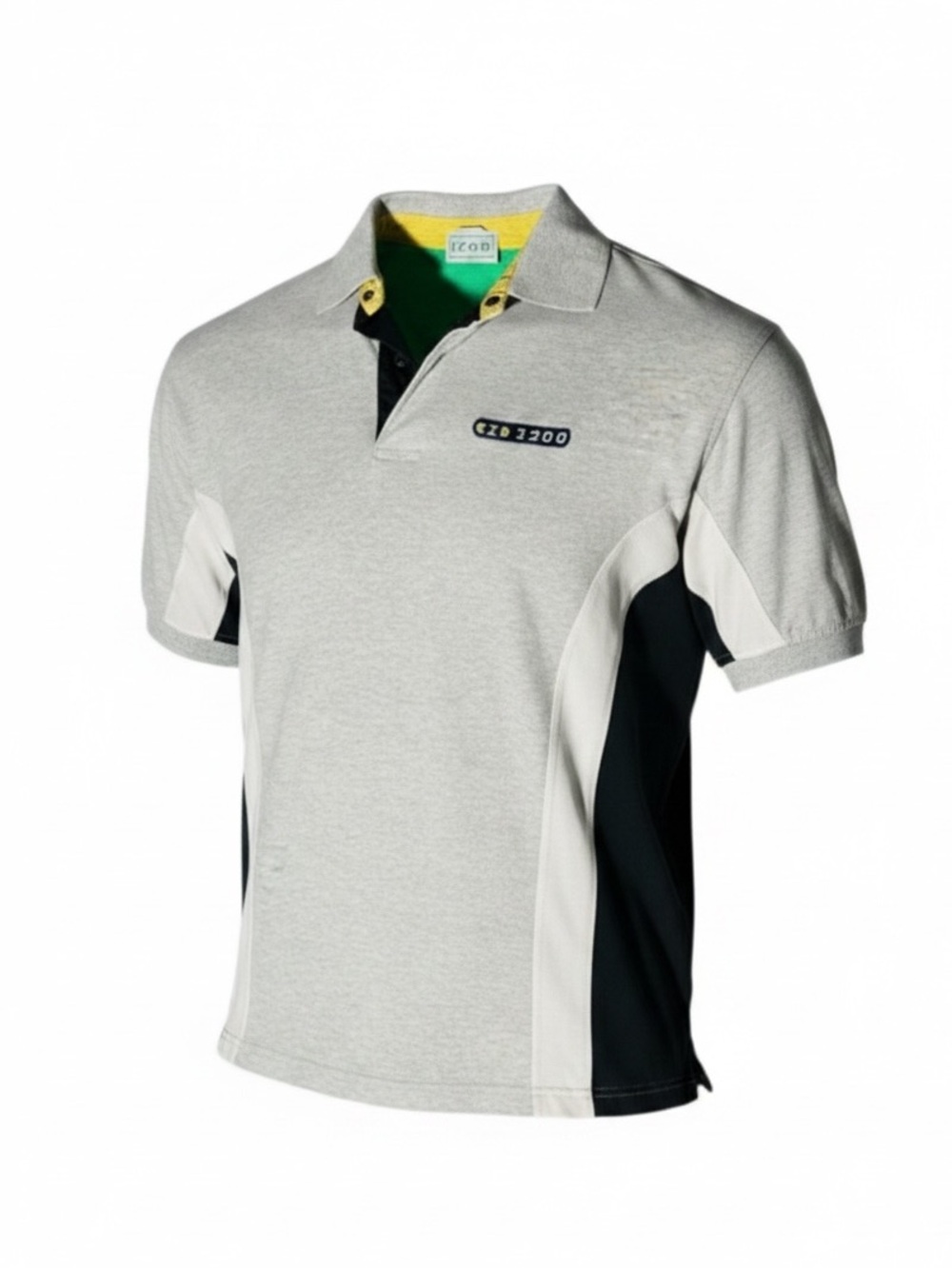 Izod Vintage Grey, Black, and White Colorblock Polo